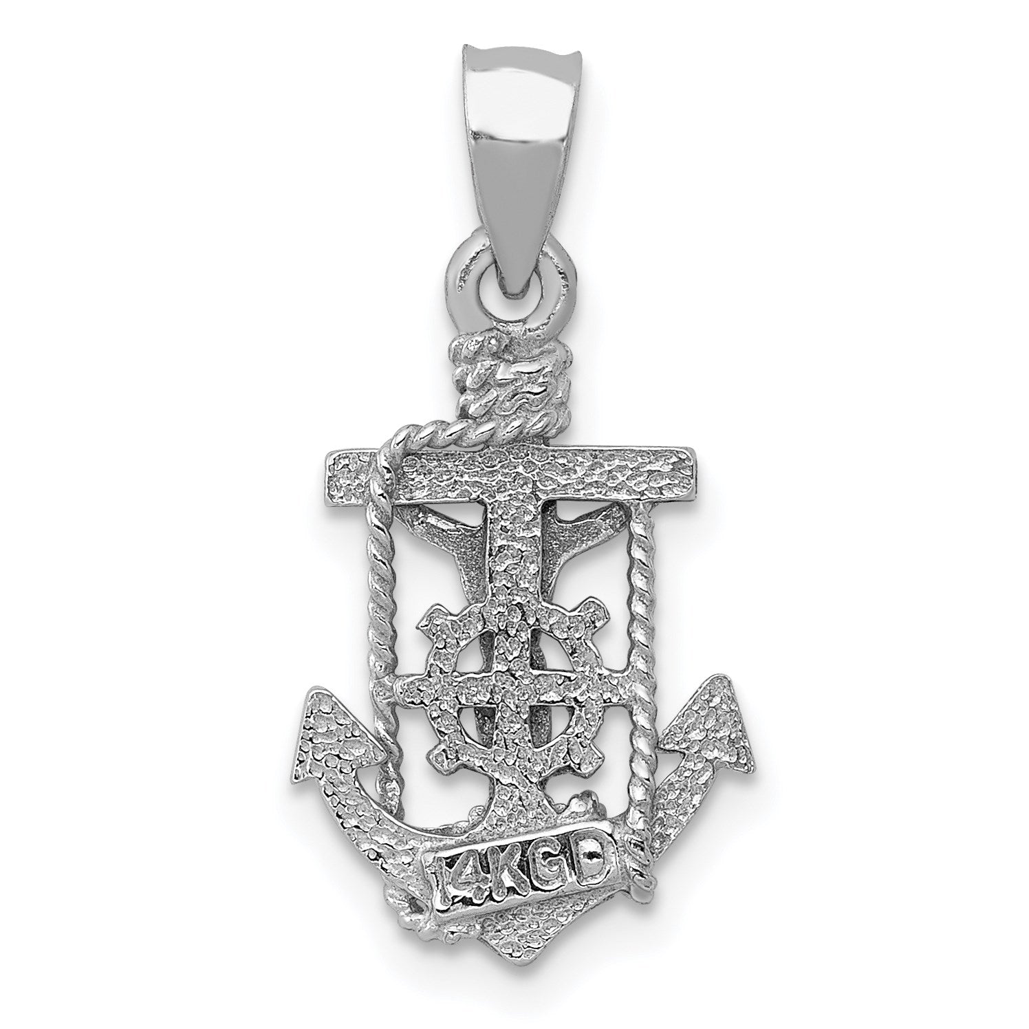 14k White Gold Polished Mariner Crucifix Pendant