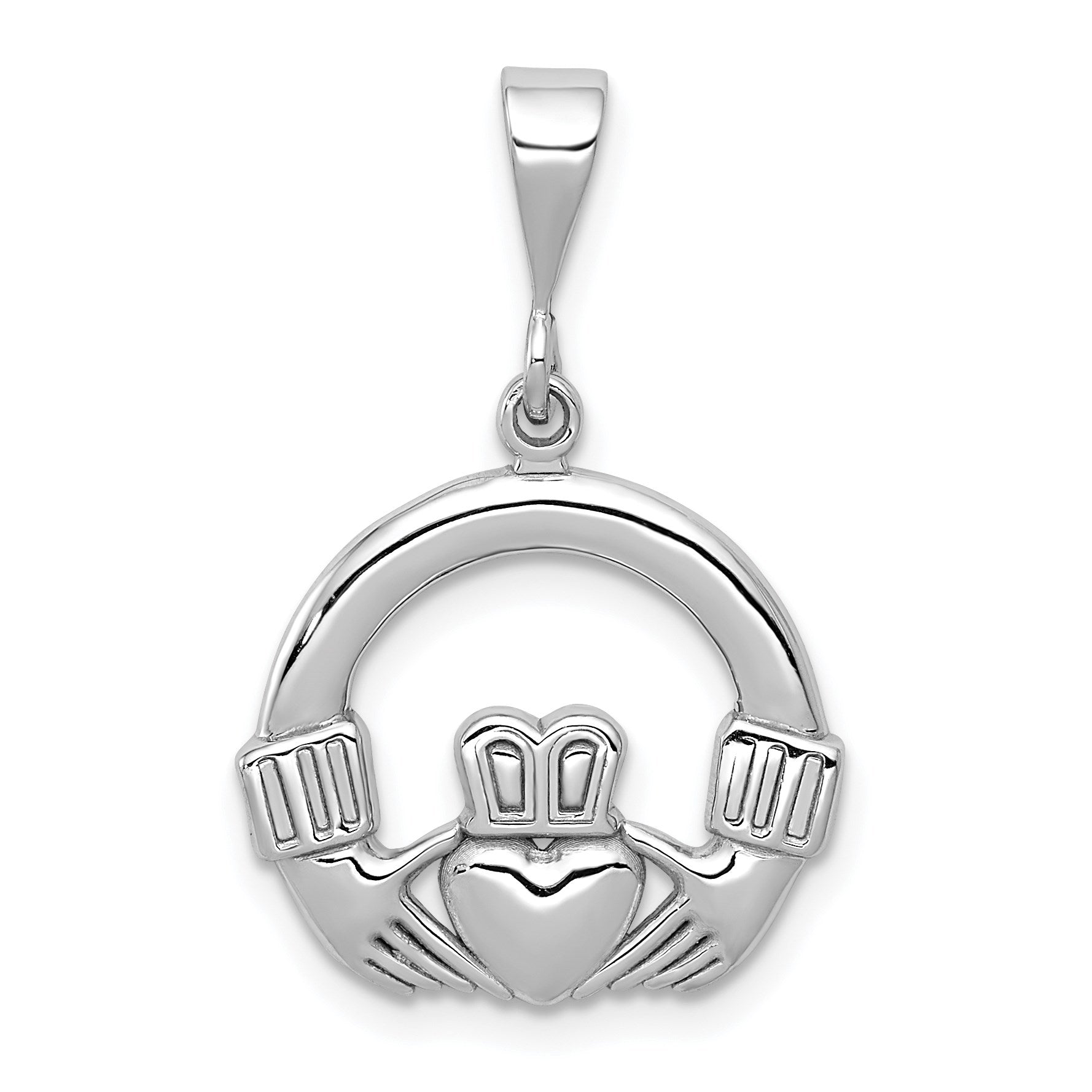 14k White Gold Claddagh Charm