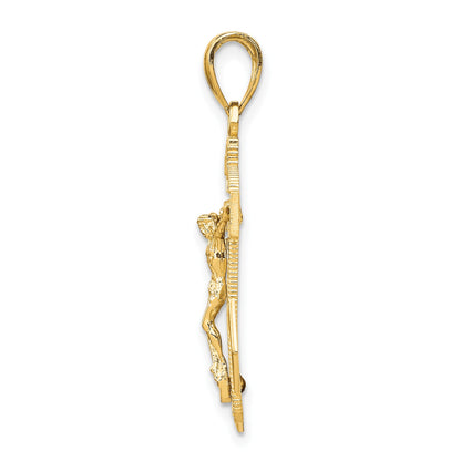14K Polished Textured Mariners Crucifix Pendant