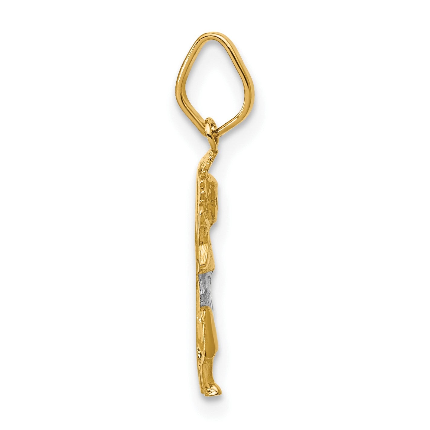14k with Rhodium Diamond-cut Polished Infant Jesus Pendant