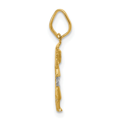 14k with Rhodium Diamond-cut Polished Infant Jesus Pendant