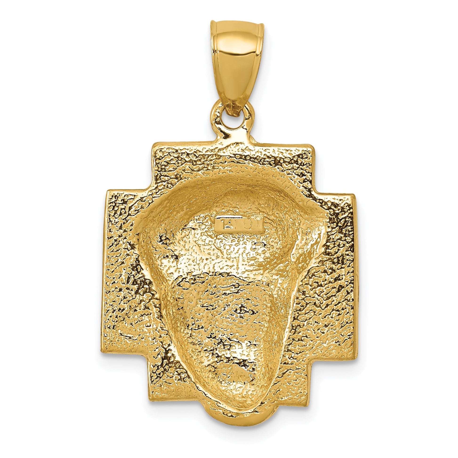 14K Polished Large Jesus Head With Crown Pendant