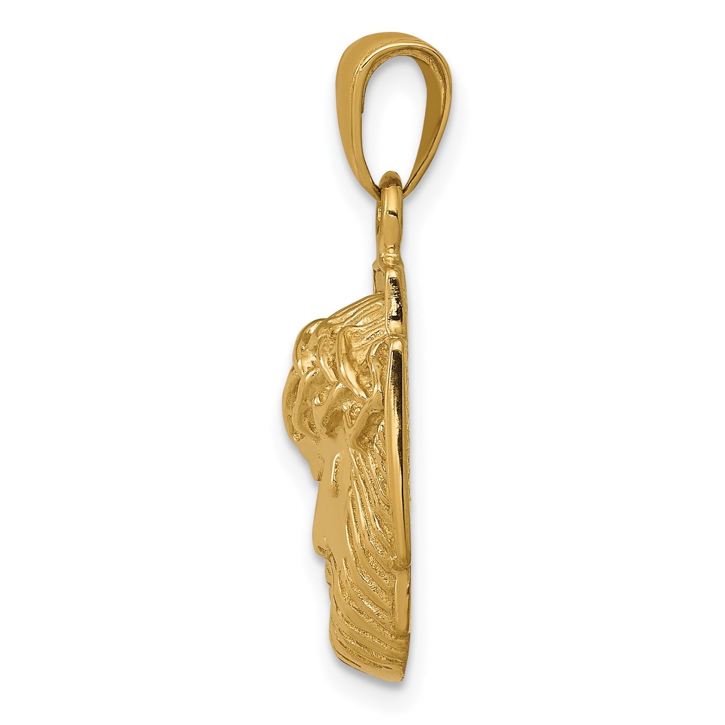 14K Polished Small Jesus Head With Crown Pendant