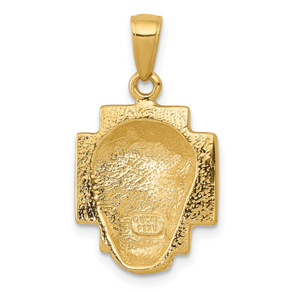 14K Polished Small Jesus Head With Crown Pendant