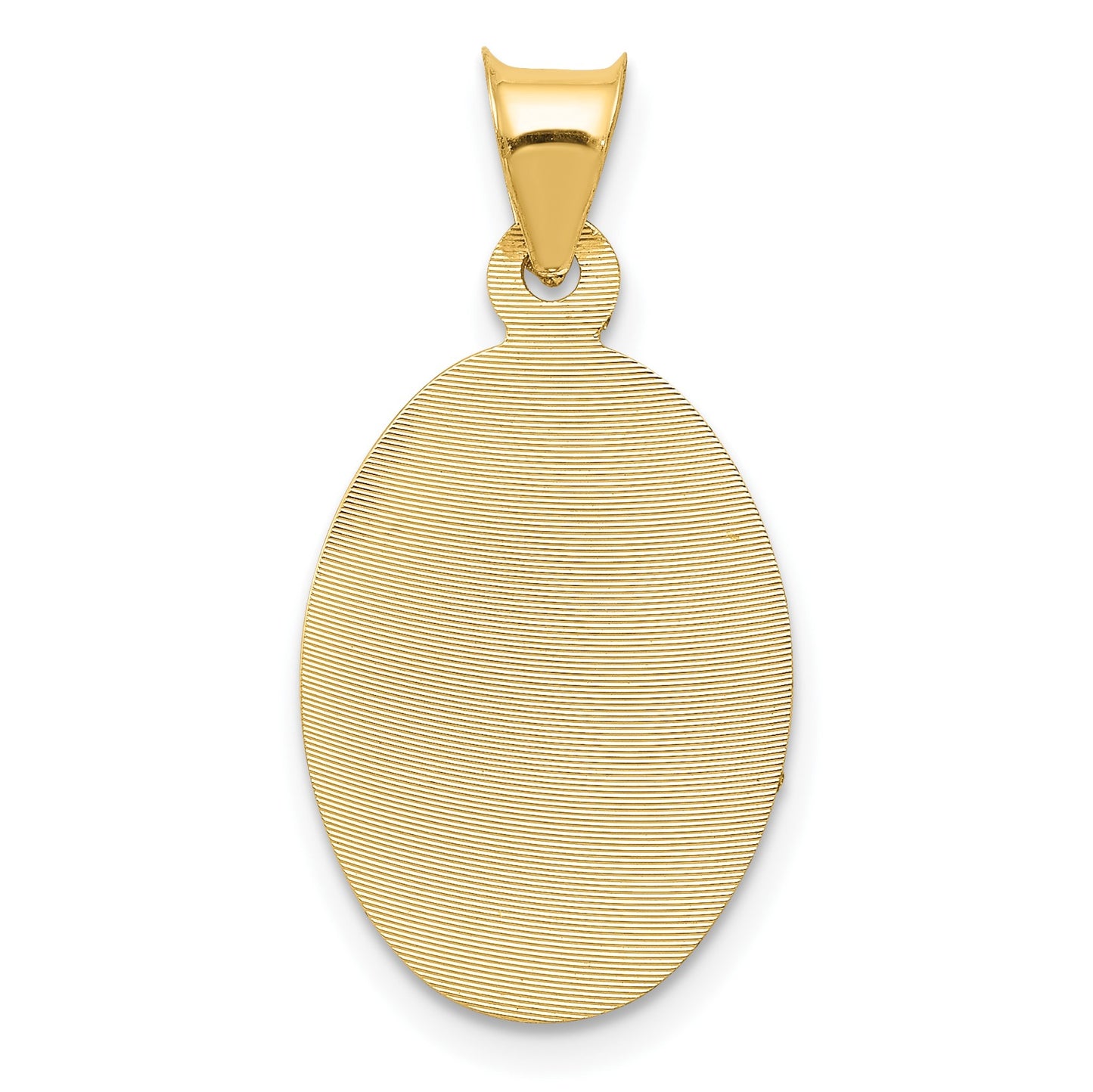 14K with Rose and White Rhodium Diamond-cut Solid Sagrado Corazon de Jesus Oval Pendant