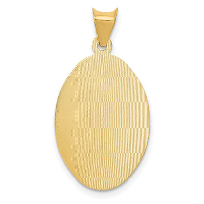 14K with Rose and White Rhodium Diamond-cut Solid Sagrado Corazon de Jesus Oval Pendant