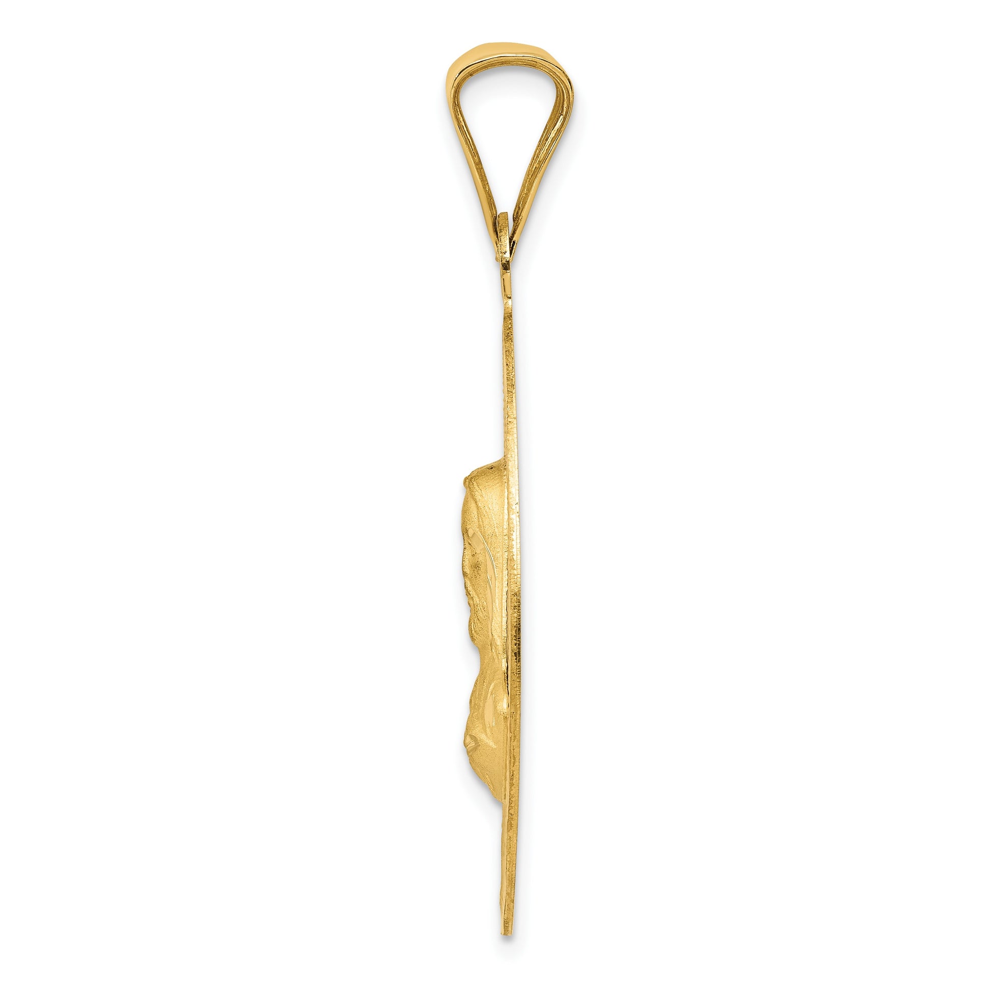 14K with Rose and White Rhodium Diamond-cut Solid Large Sagrado Corazon de Jesus Oval Pendant