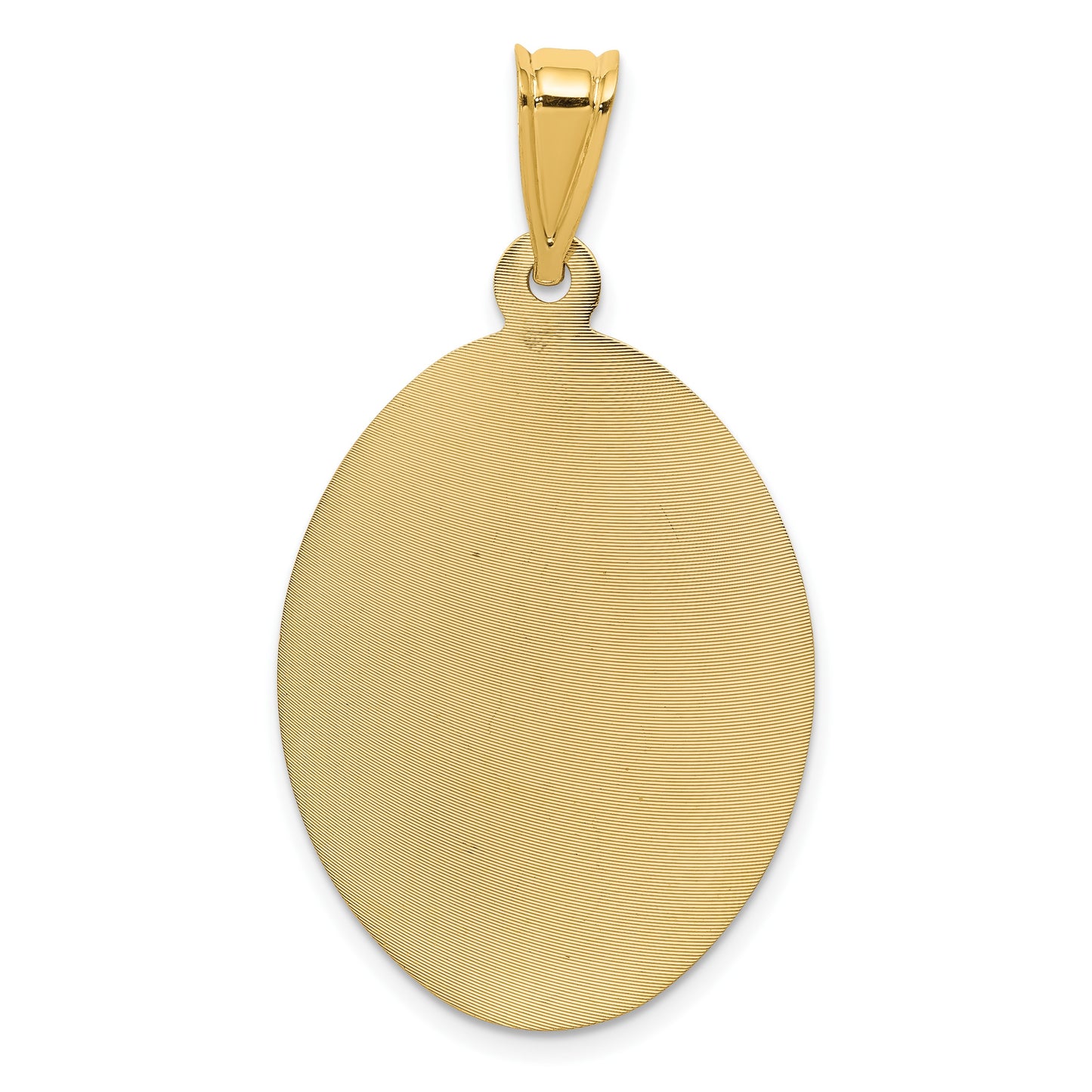 14K with Rose and White Rhodium Diamond-cut Solid Large Sagrado Corazon de Jesus Oval Pendant