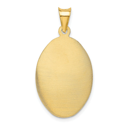 14K Polished Diamond-cut Solid Sagrado Corazon de Jesus Oval Pendant