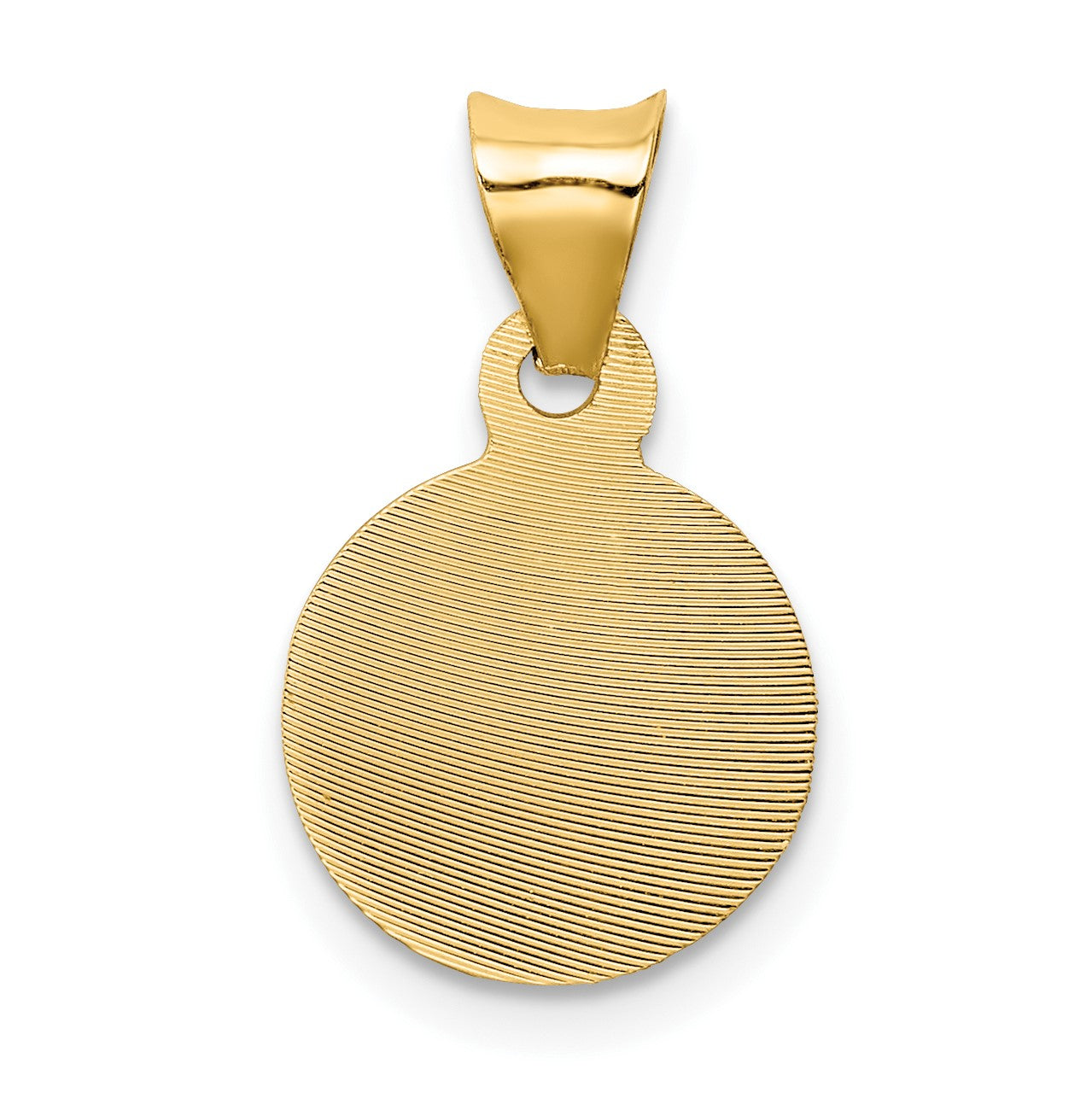 14K Polished Diamond-cut Solid Sagrado Corazon de Jesus Round Pendant