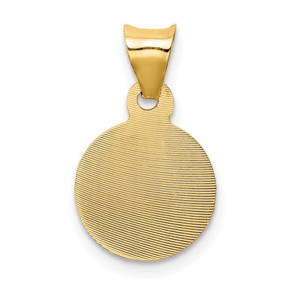 14K Polished Diamond-cut Solid Sagrado Corazon de Jesus Round Pendant