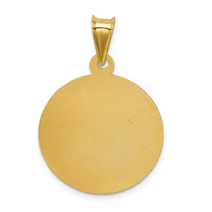 14K Polished Diamond-cut Solid Sagrado Corazon de Jesus Round Pendant