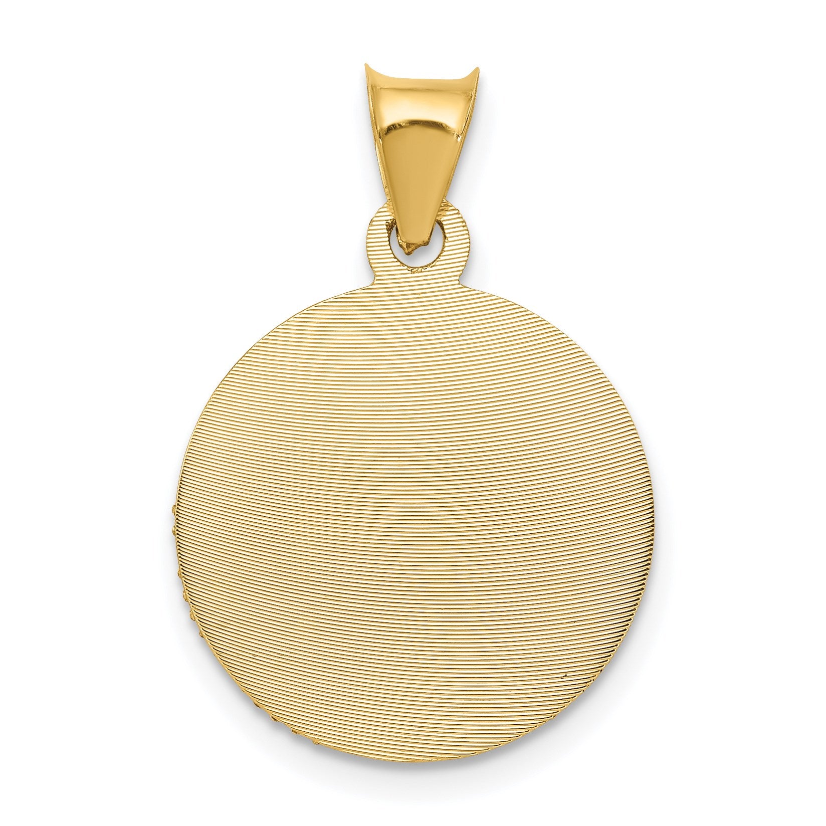 14K with Rose and White Rhodium Diamond-cut Solid Sagrado Corazon de Jesus Round Pendant
