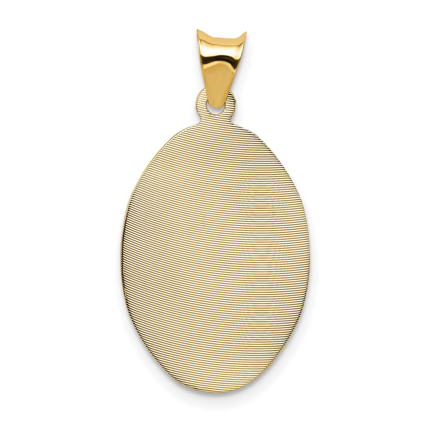 14K Polished Diamond-cut Solid Sagrado Corazon de Jesus Oval Pendant
