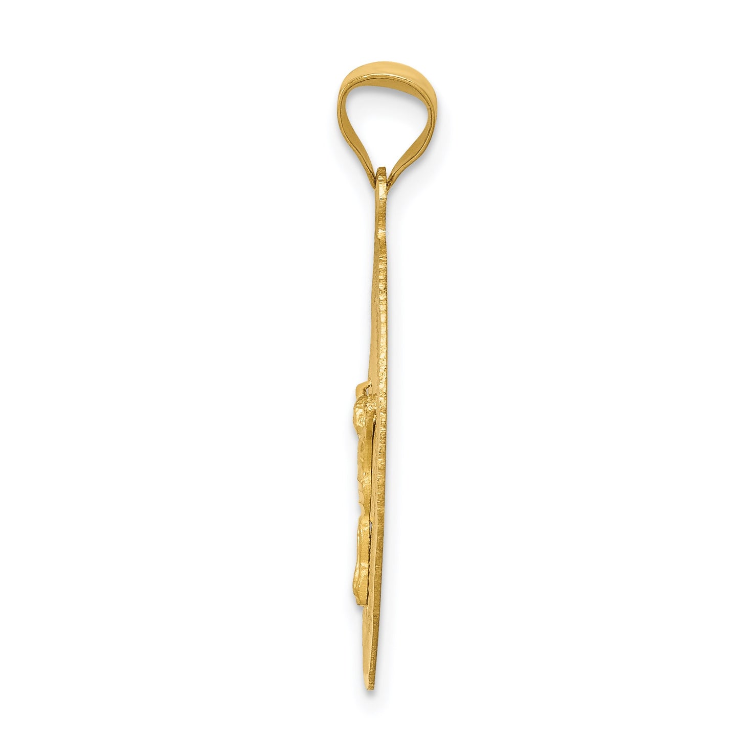 14K Polished Diamond-cut Corpus Oval Pendant