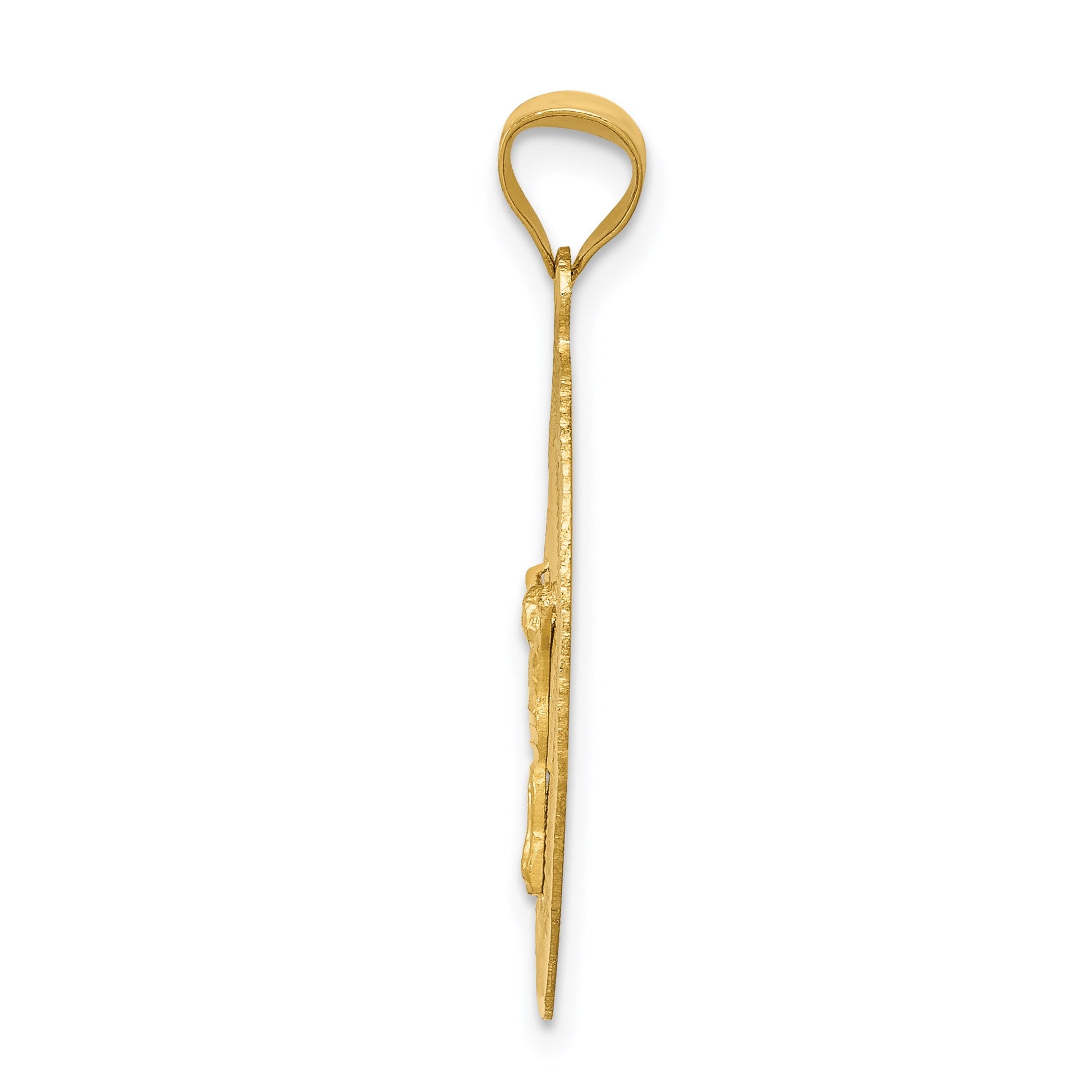 14K Polished Diamond-cut Corpus Oval Pendant