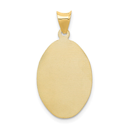 14K Polished Diamond-cut Corpus Oval Pendant