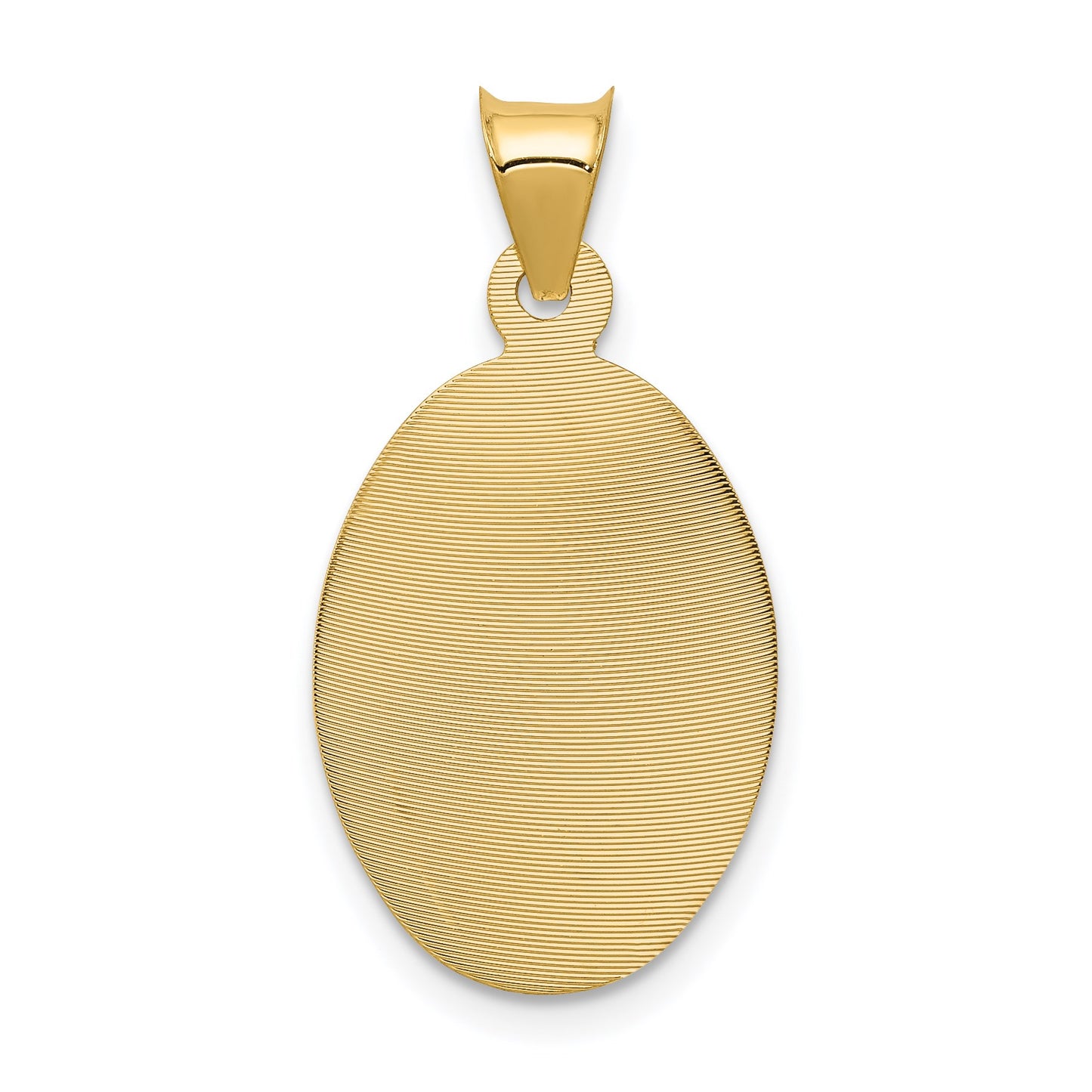 14K with Rose and White Rhodium Diamond-cut Corpus Oval Pendant