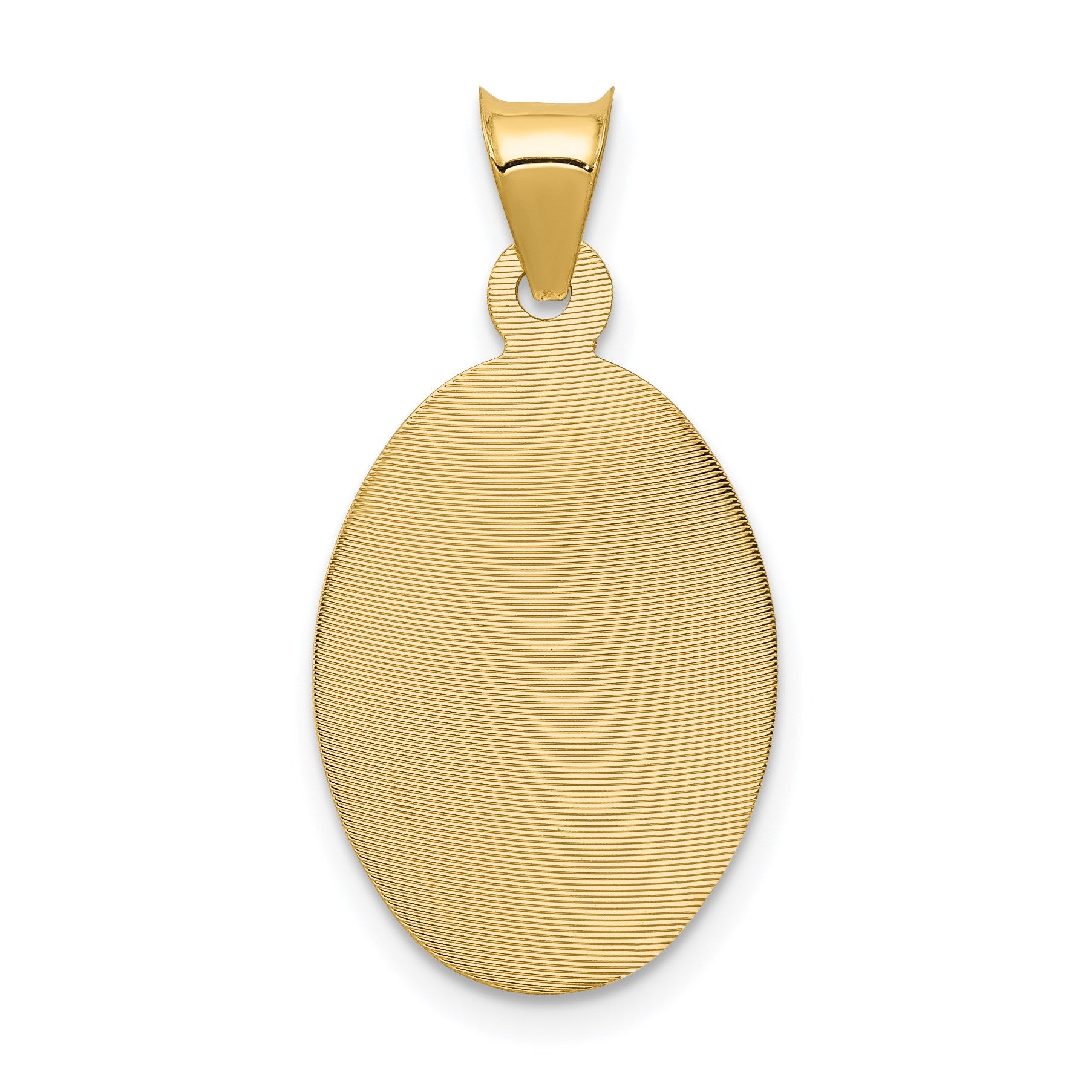 14K with Rose and White Rhodium Diamond-cut Corpus Oval Pendant