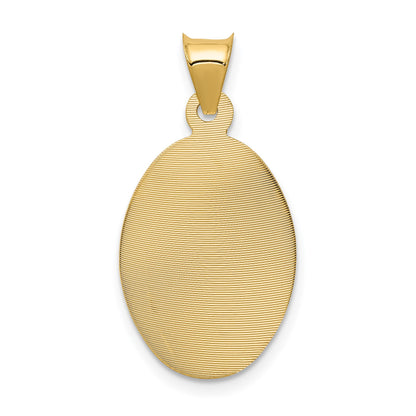 14K with Rose and White Rhodium Diamond-cut Corpus Oval Pendant