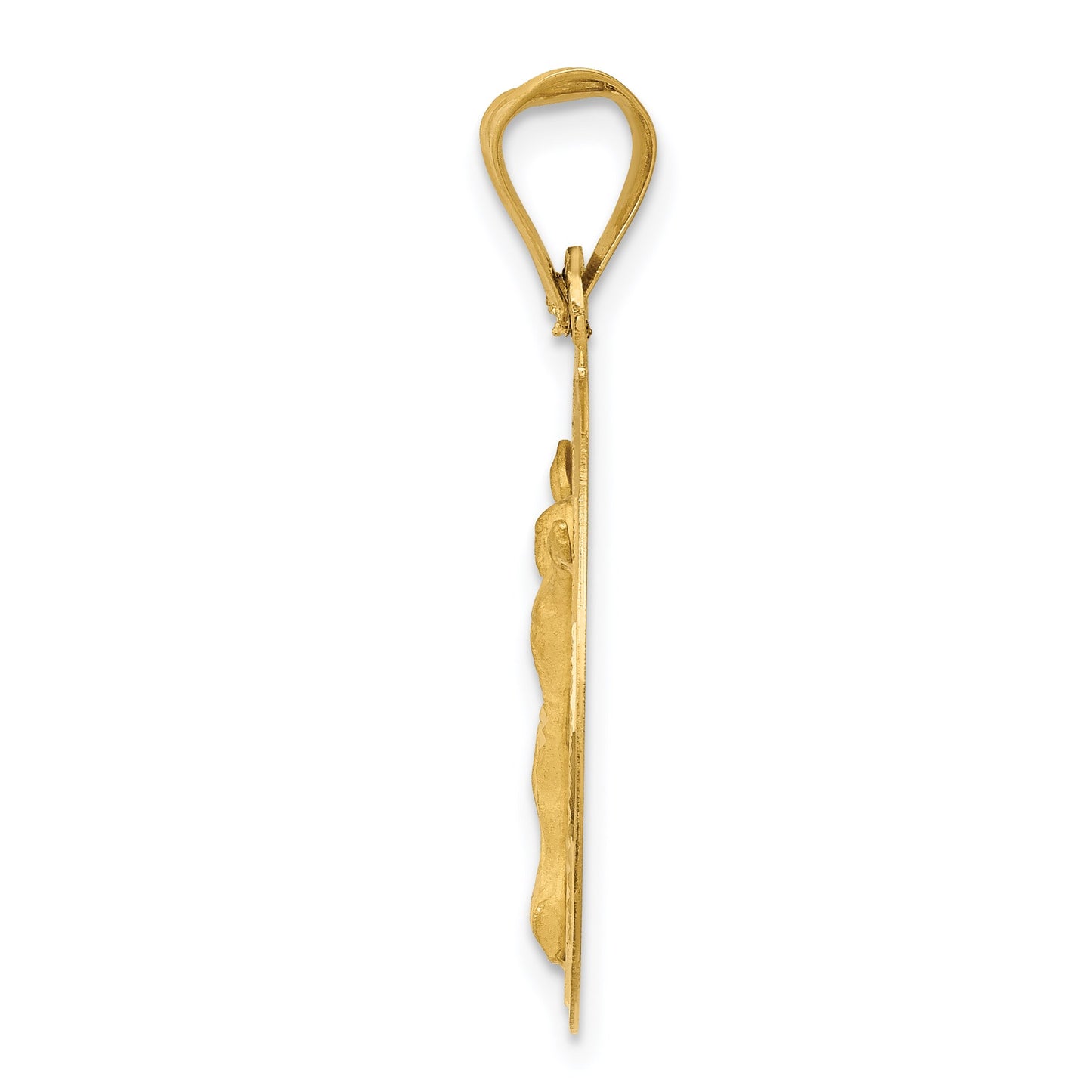 14K Polished Diamond-cut Corpus Circle Pendant