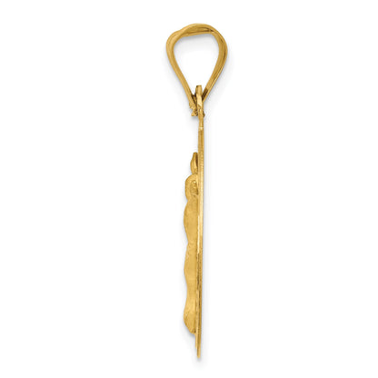 14K Polished Diamond-cut Corpus Circle Pendant