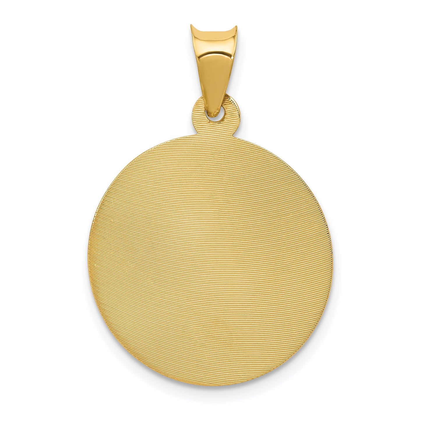 14K Polished Diamond-cut Corpus Circle Pendant