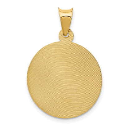 14K Polished Diamond-cut Corpus Circle Pendant