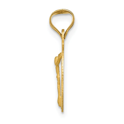 14K Polished Diamond-cut Corpus Circle Pendant