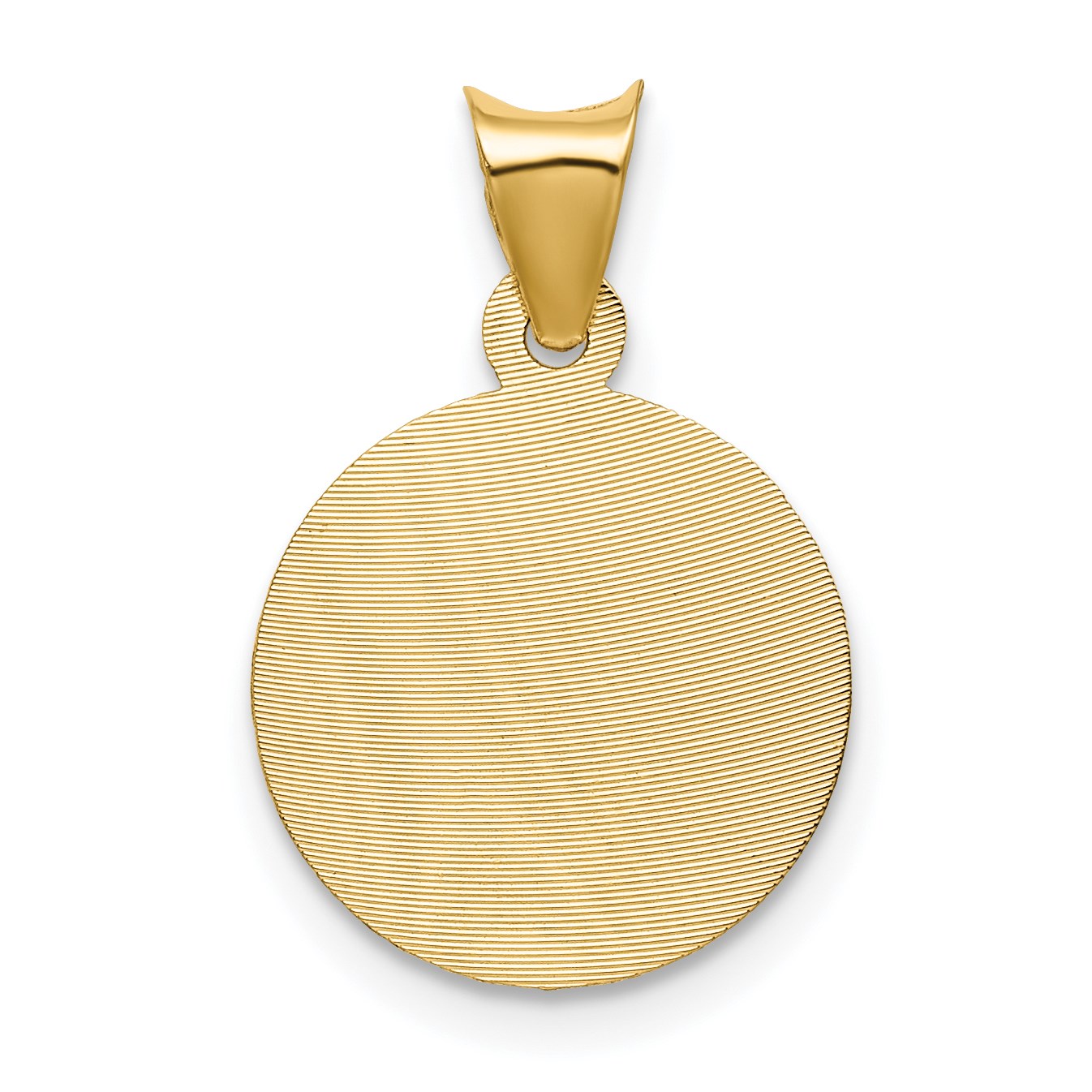 14K Polished Diamond-cut Corpus Circle Pendant