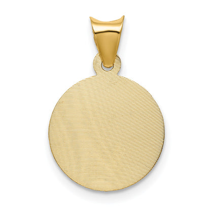 14K Polished Diamond-cut Corpus Circle Pendant