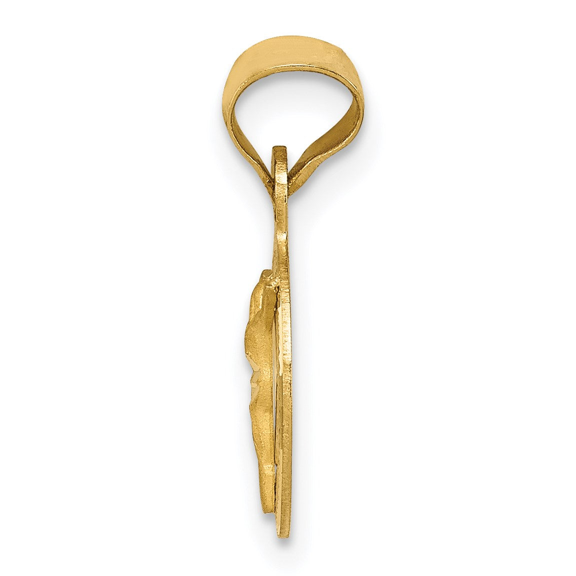 14K Polished Diamond-cut Corpus Circle Pendant