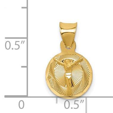 14K Polished Diamond-cut Corpus Circle Pendant