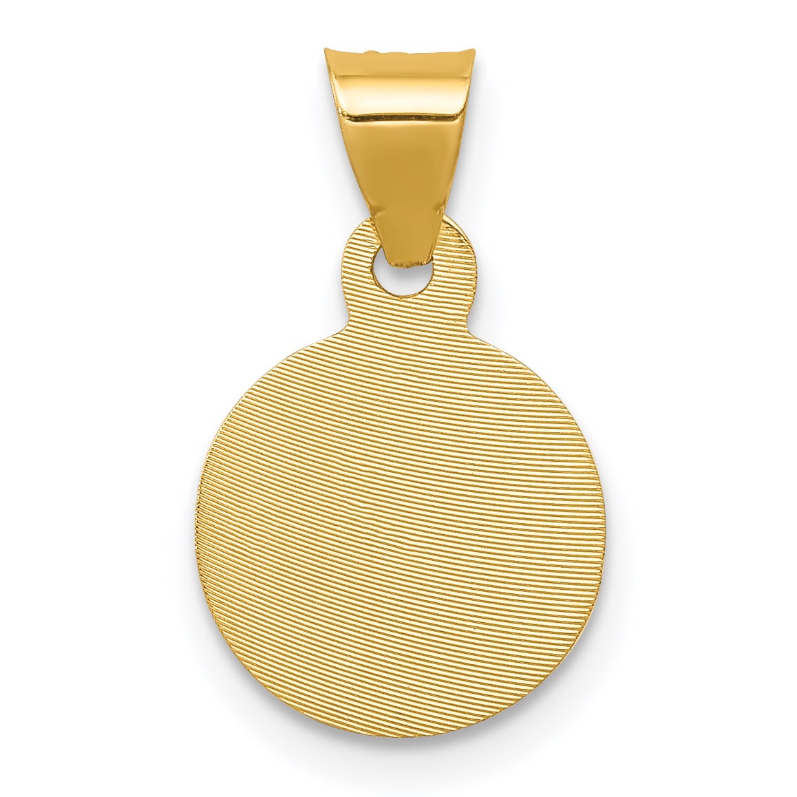 14K with Rose and White Rhodium Diamond-cut Corpus Circle Pendant