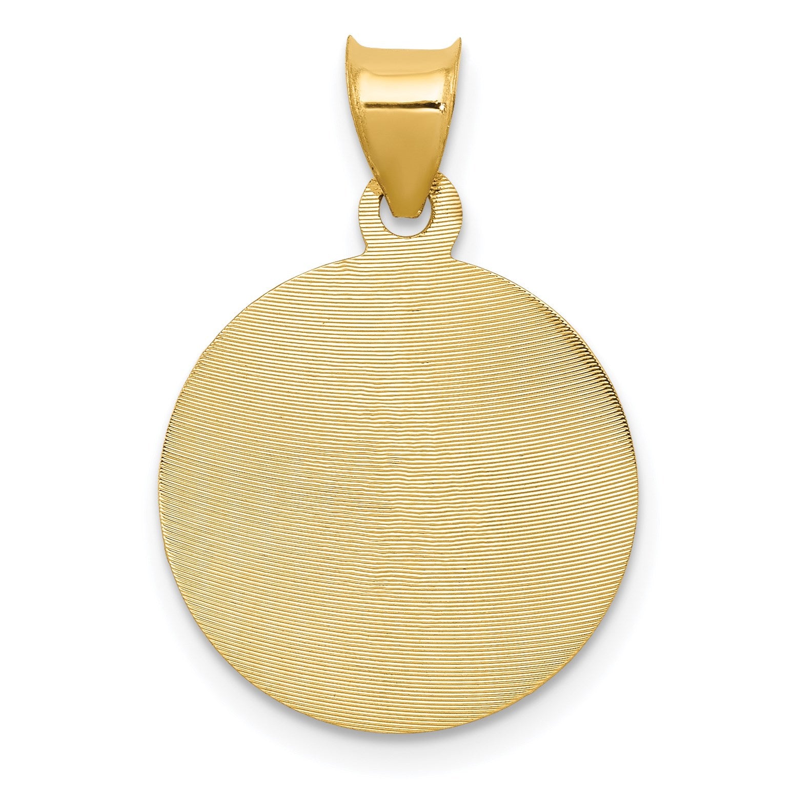 14K with Rose and White Rhodium Diamond-cut Corpus Circle Pendant