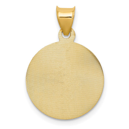 14K with Rose and White Rhodium Diamond-cut Corpus Circle Pendant