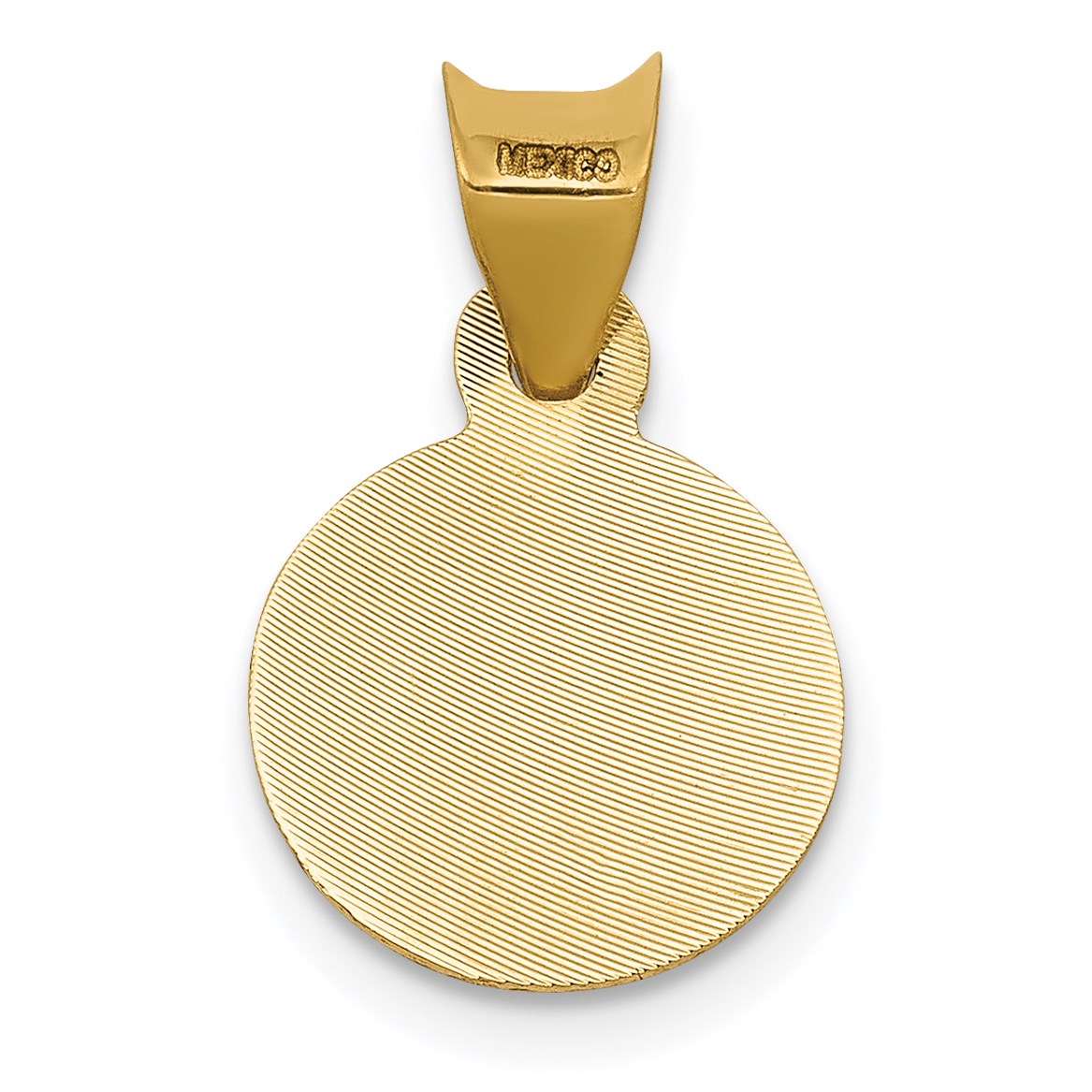 14K with Rose and White Rhodium Polished Diamond-cut Solid Our Lady Of Guadalupe Round Pendant