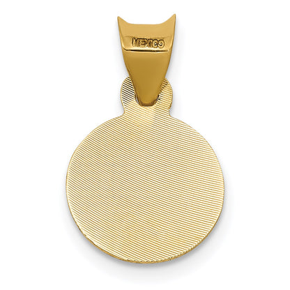 14K with Rose and White Rhodium Polished Diamond-cut Solid Our Lady Of Guadalupe Round Pendant