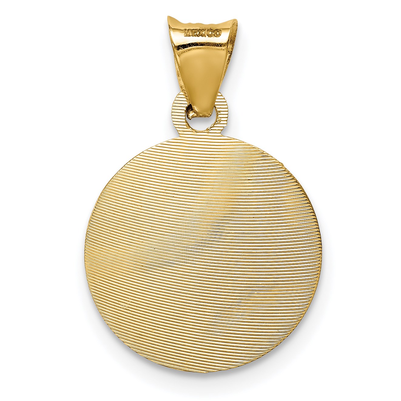 14K with Rose and White Rhodium Polished Diamond-cut Solid Our Lady Of Guadalupe Round Pendant
