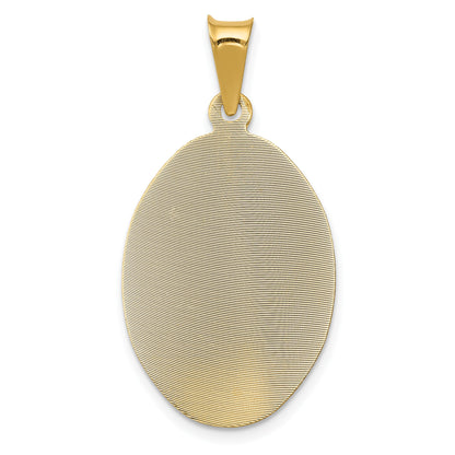 14K Polished Diamond-cut Solid Our Lady Of Guadalupe Oval Pendant