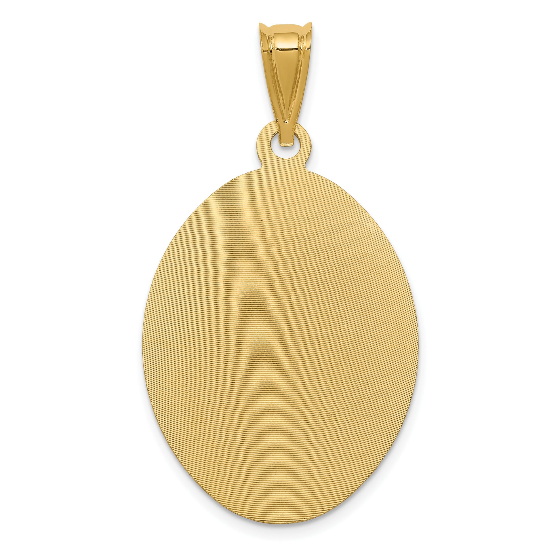 14K Polished Diamond-cut Solid Large Our Lady Of Guadalupe Oval Pendant