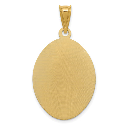 14K Polished Diamond-cut Solid Large Our Lady Of Guadalupe Oval Pendant