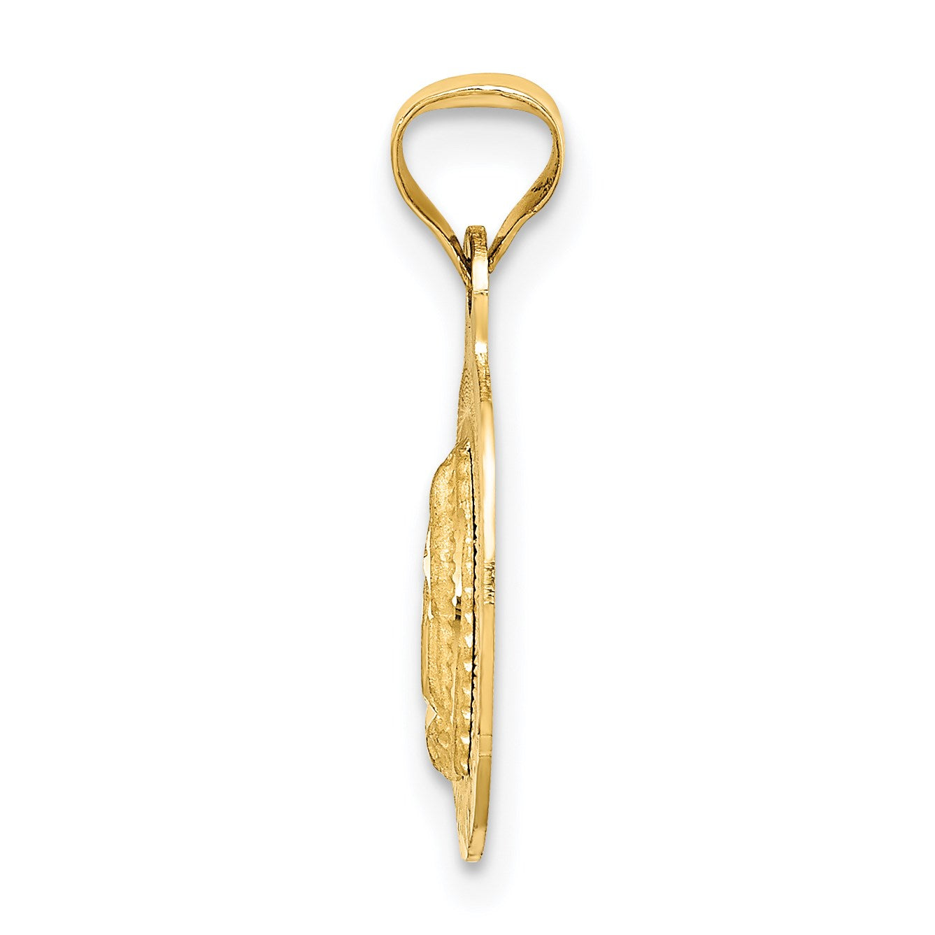 14K with Rose and White Rhodium Diamond-cut Solid Our Lady Of Guadalupe Oval Pendant