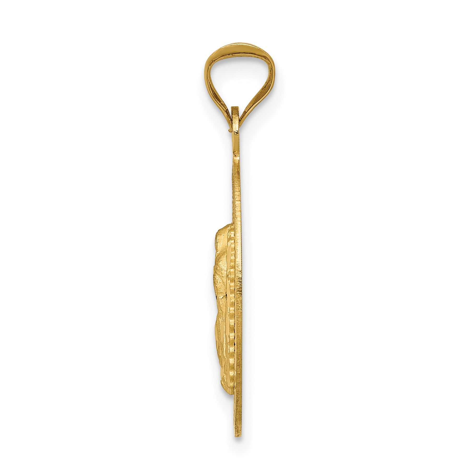 14K with Rose and White Rhodium Diamond-cut Solid Our Lady Of Guadalupe Oval Pendant