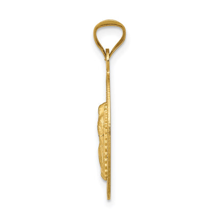 14K with Rose and White Rhodium Diamond-cut Solid Our Lady Of Guadalupe Oval Pendant