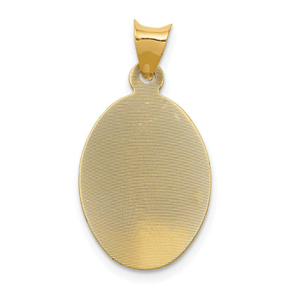 14K with Rose and White Rhodium Diamond-cut Solid Our Lady Of Guadalupe Oval Pendant