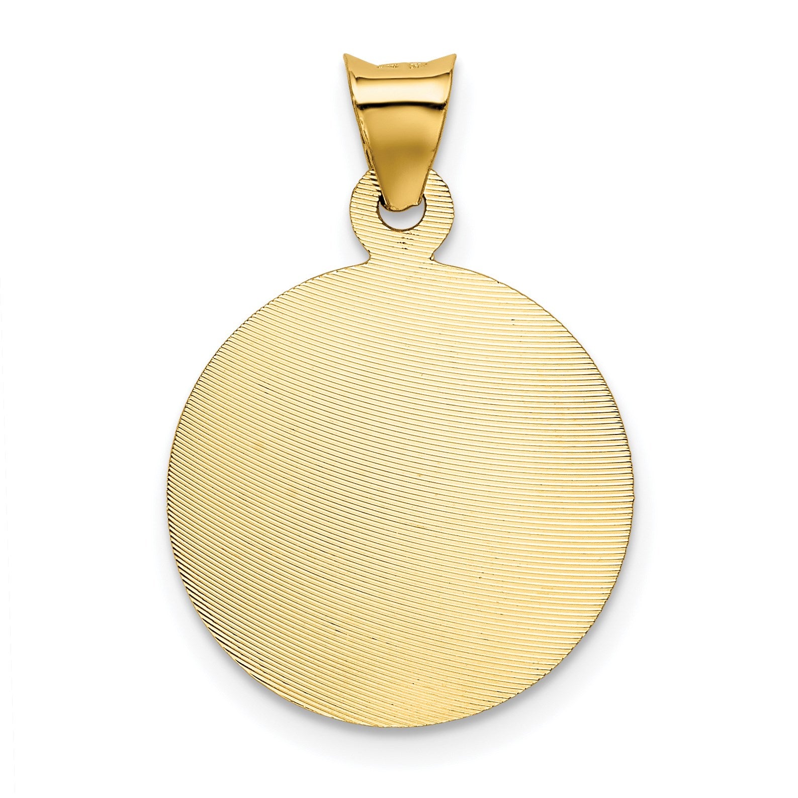 14K with Rose and White Rhodium Polished Diamond-cut Solid Our Lady Of Guadalupe Round Pendant