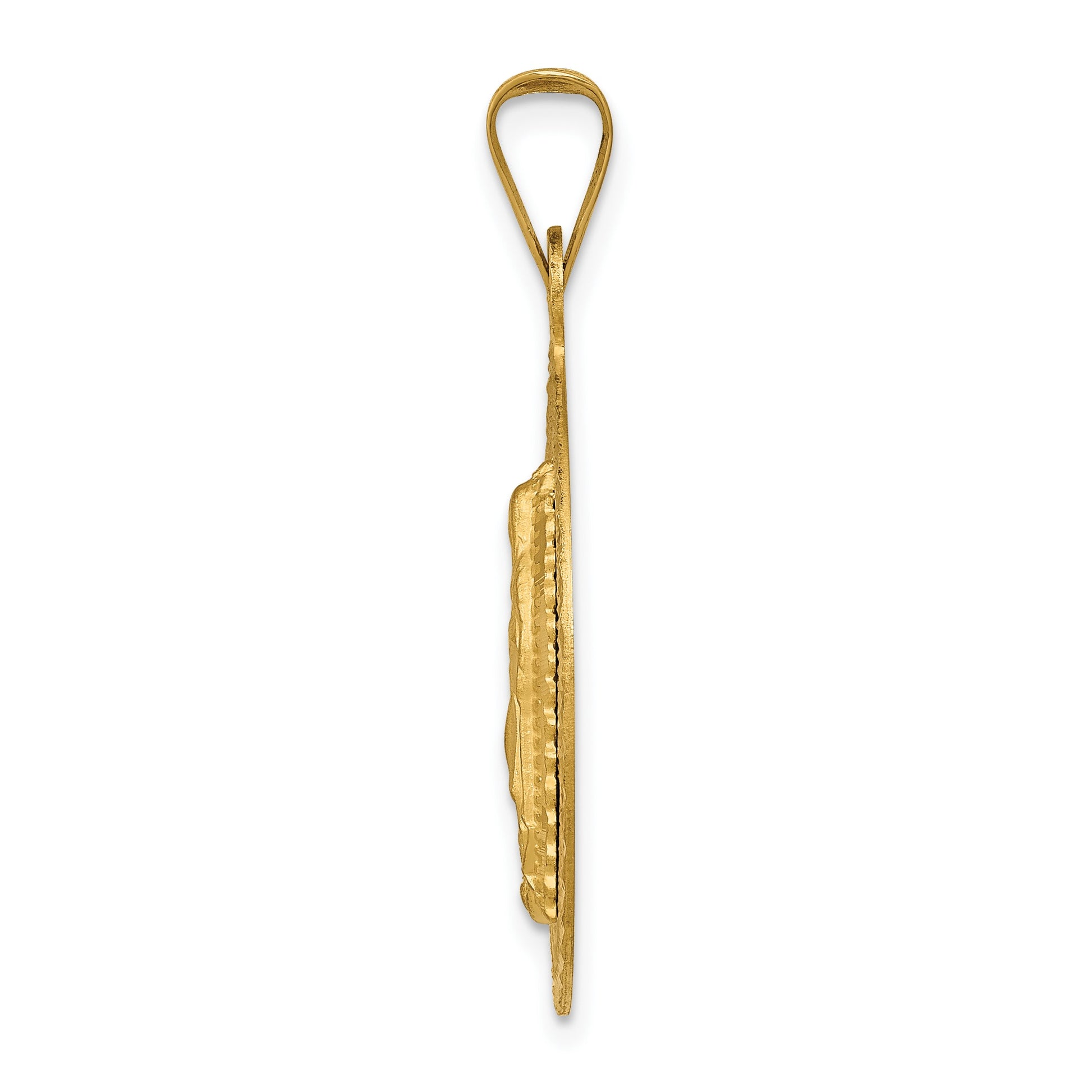 14K with Rose and White Rhodium Polished Diamond-cut Solid Our Lady Of Guadalupe Round Pendant