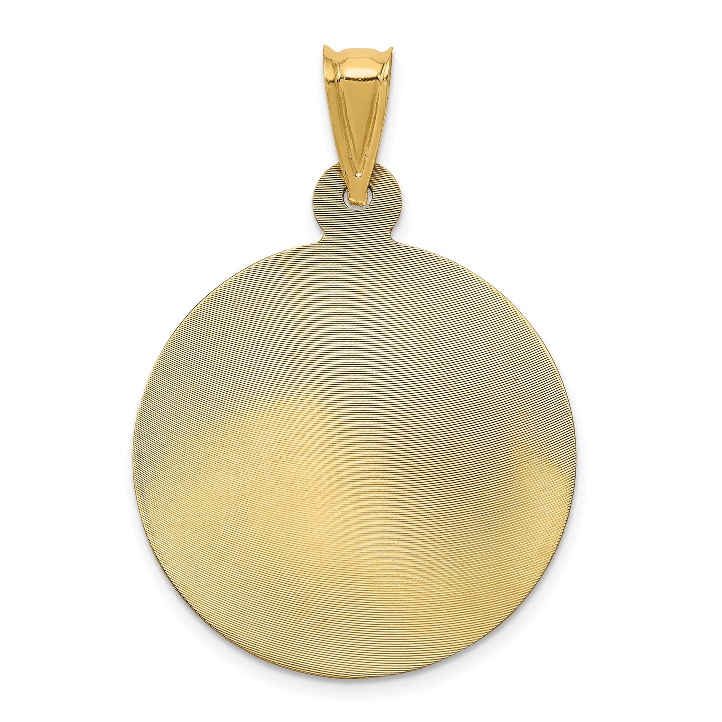 14K with Rose and White Rhodium Polished Diamond-cut Solid Large Our Lady Of Guadalupe Round Pendant