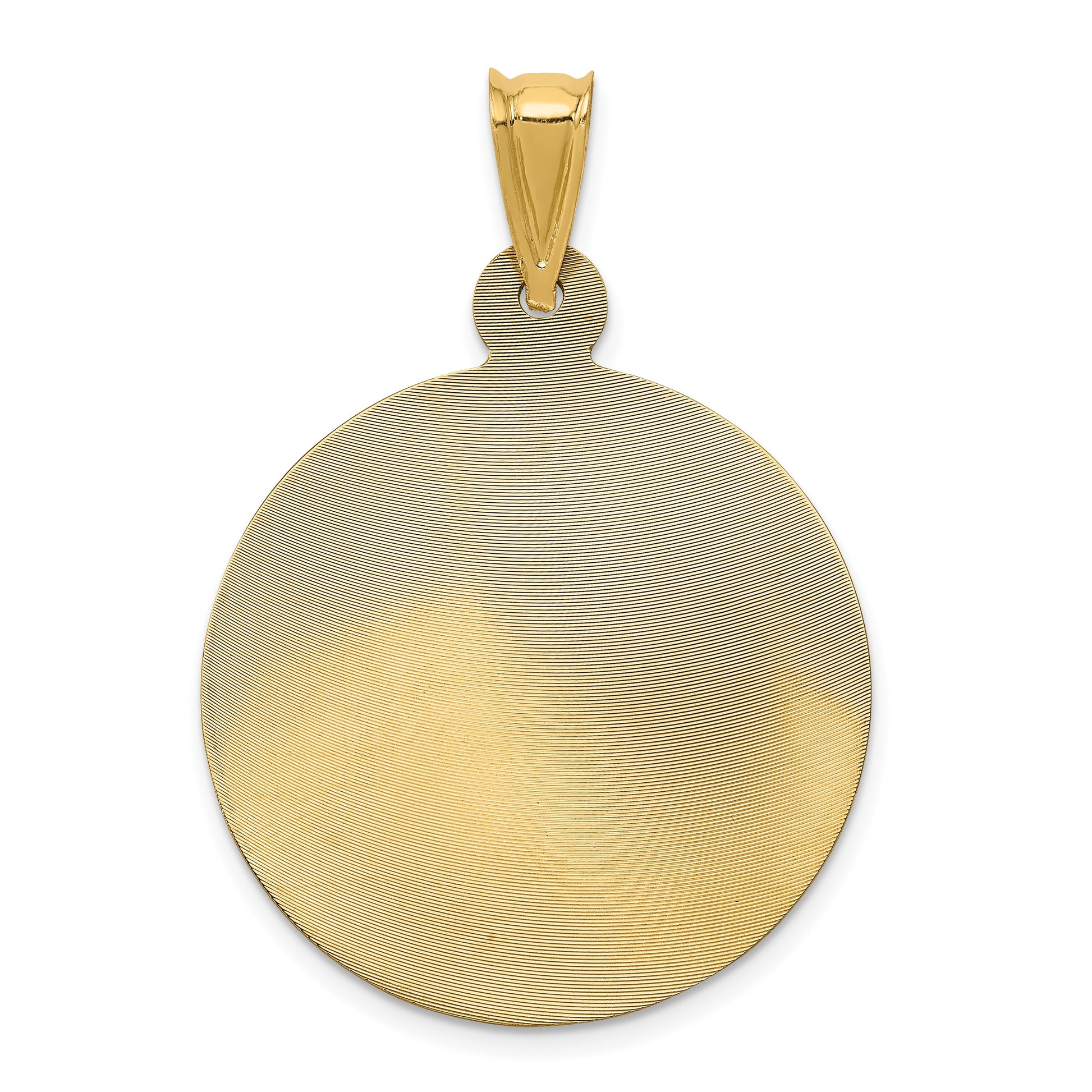 14K with Rose and White Rhodium Polished Diamond-cut Solid Large Our Lady Of Guadalupe Round Pendant